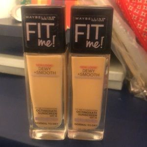 Maybelline Fit Me Dewy Foundation - Lot of 2 225 Medium Buff - Never Used